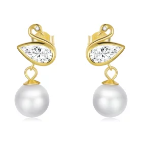 Pandora Style Swan Shell Beads Stud Earrings - BSE548