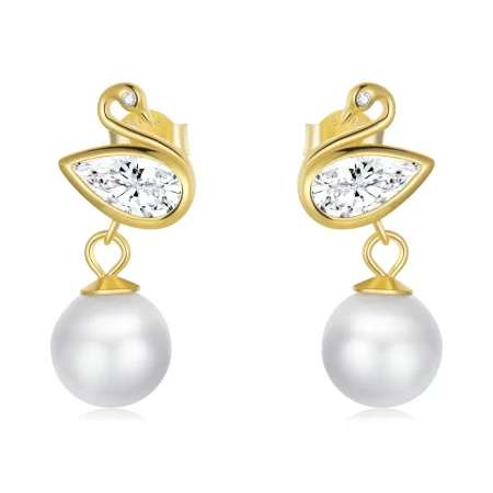 Pandora Style Swan Shell Beads Stud Earrings - BSE548