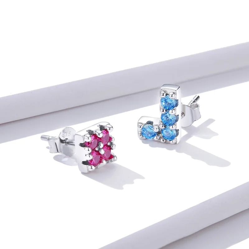 (image for) Pandora Style Tetris Stud Earrings - BSE365 - View 4