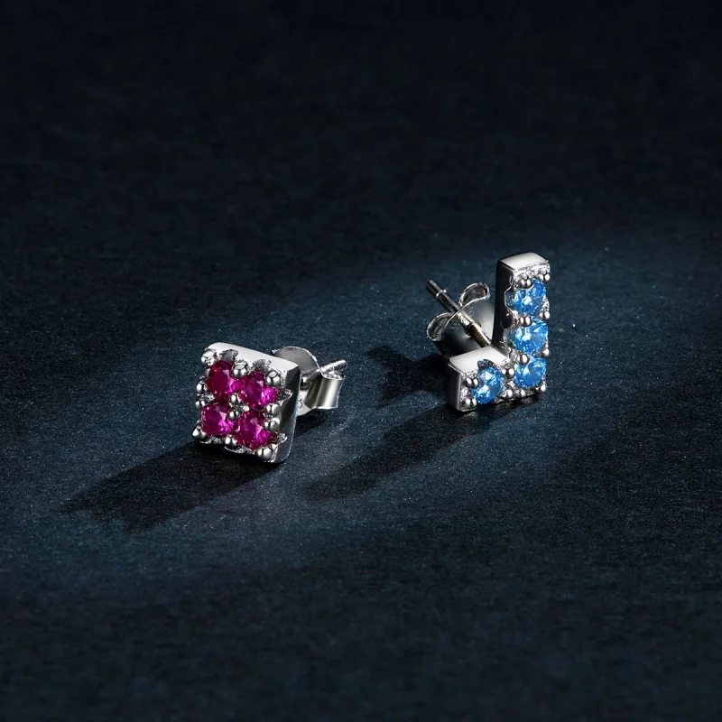 (image for) Pandora Style Tetris Stud Earrings - BSE365 - View 5