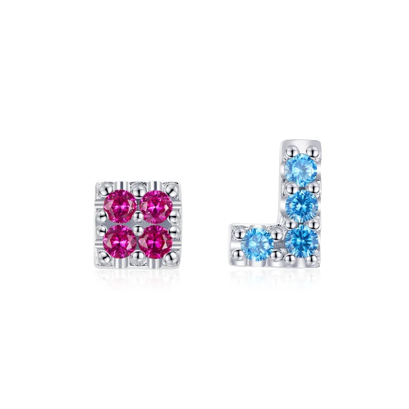 (image for) Pandora Style Tetris Stud Earrings - BSE365 - Product Image