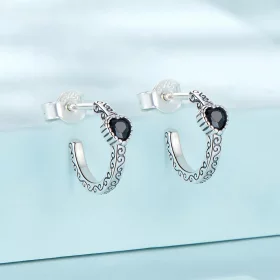Pandora Style Vintage Black Zircon Stud Earrings - SCE1520 Pandora Style Vintage Black Zircon Stud Earrings - SCE1520