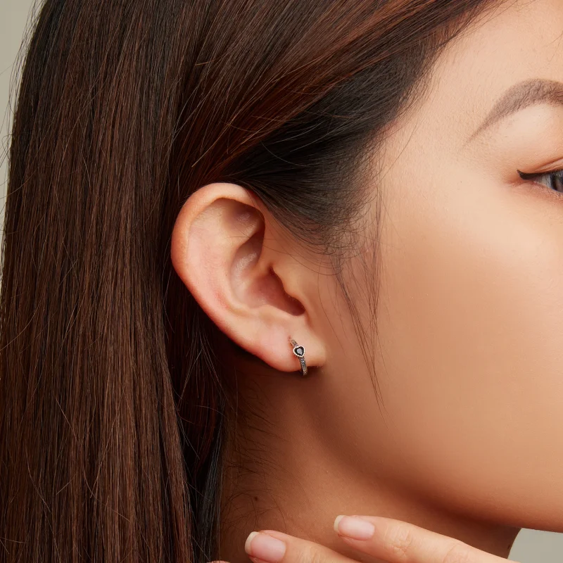 (image for) Pandora Style Vintage Black Zircon Stud Earrings - SCE1520 - View 5