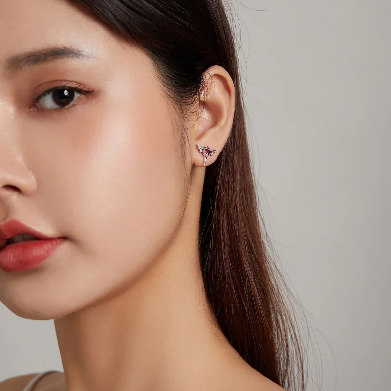 (image for) Pandora Style Wings Love Stud Earrings - SCE1179 - View 6