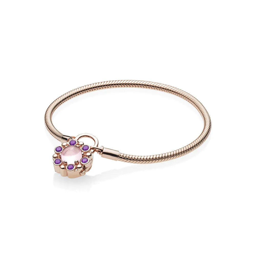 heraldic radiance padlock bracelet pandora rose pink purple crystals 587635npm