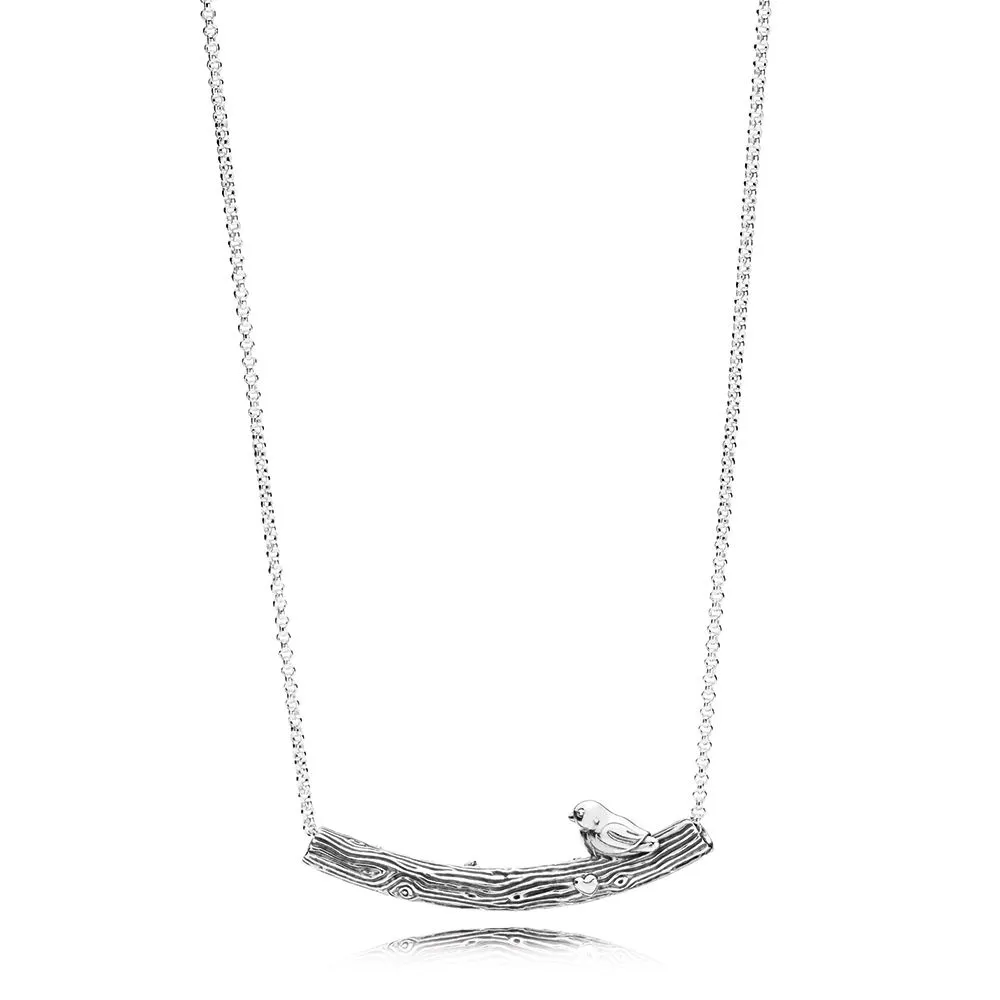 pandora spring bird curved bar necklace 397130