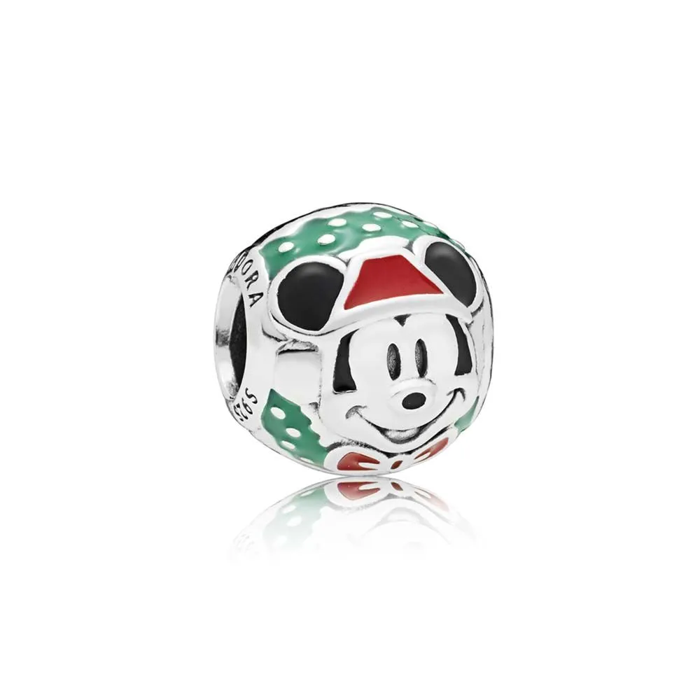 pandora disney santa mickey charm red green enamel 797502enmx