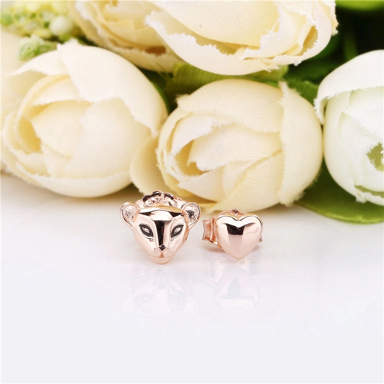 (image for) Lion Princess & Heart Stud Earrings, Pandora Rose™ - 288022EN16 - View 2