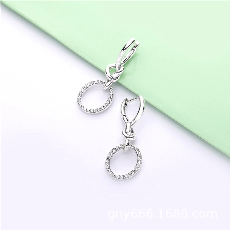 (image for) PANDORA Knotted Heart Dangle Earrings - 298110CZ - View 3