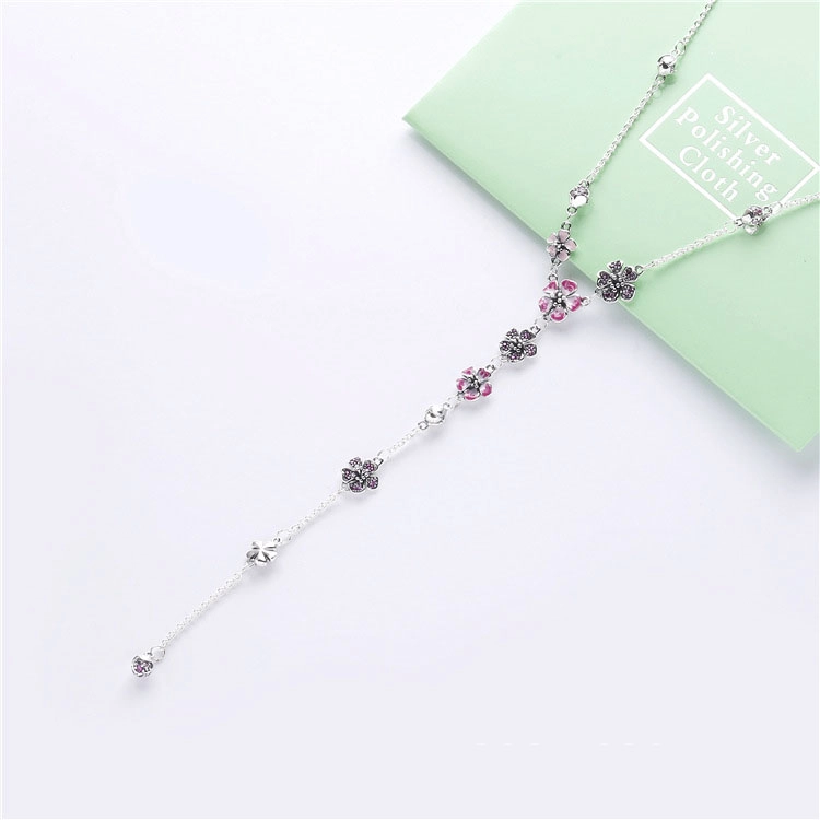 (image for) PANDORA Peach Blossom Flower Necklace - 398074NCCMX - View 3