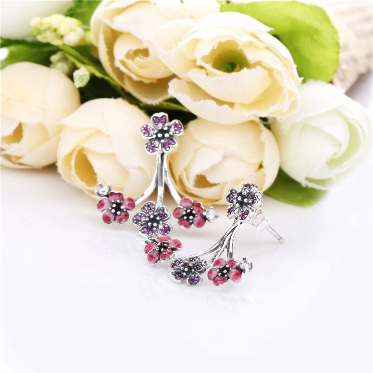 (image for) PANDORA Peach Blossom Flowers Earrings - 298113NCCMX - View 4