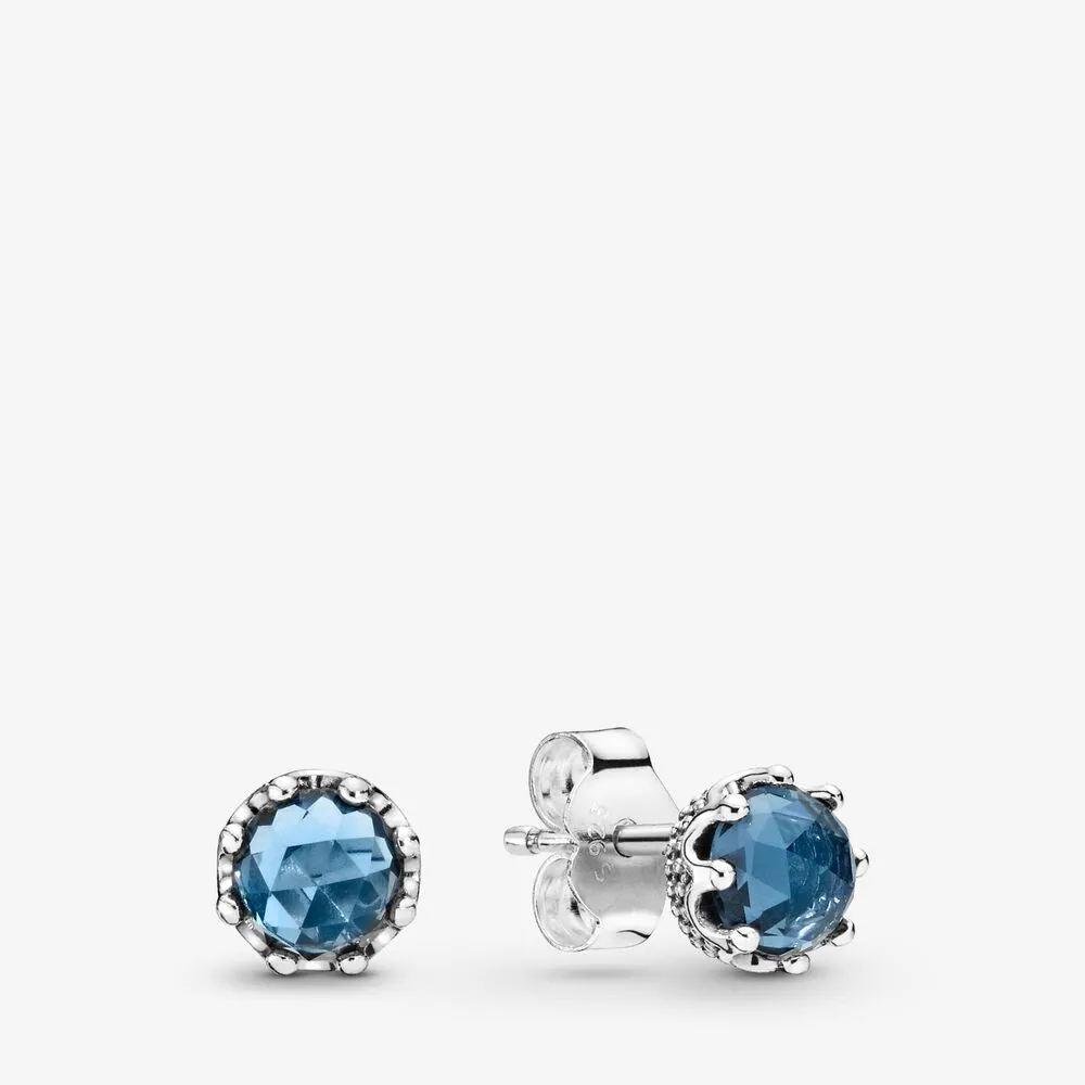 pandora blue sparkling crown stud earrings 298311nmb