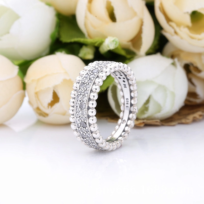 (image for) PANDORA Beaded Pavé Band Ring - 198676C01 - View 2