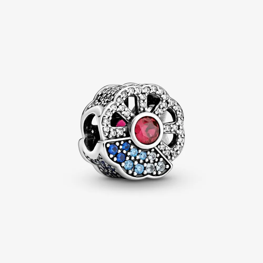 PANDORA Blue & Pink Fan Charm - 798178CZMX