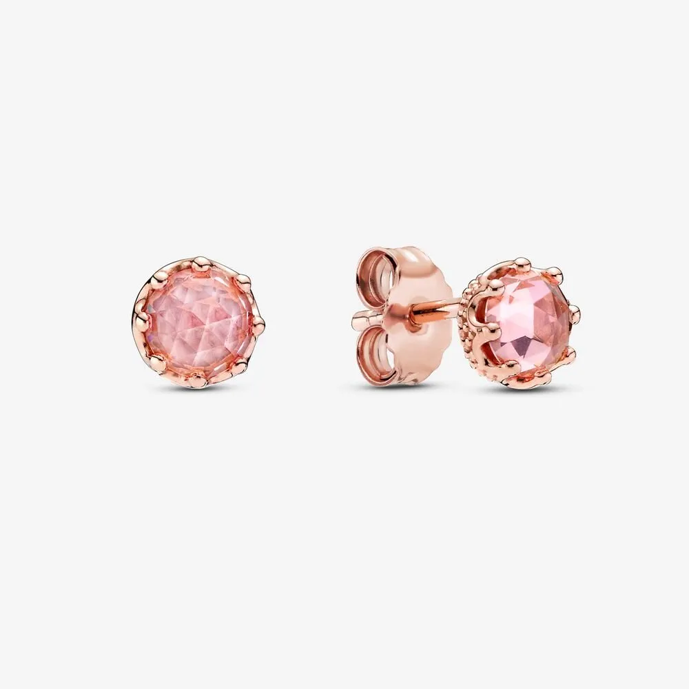 PANDORA Pink Sparkling Crown Stud Earrings - 288311C01