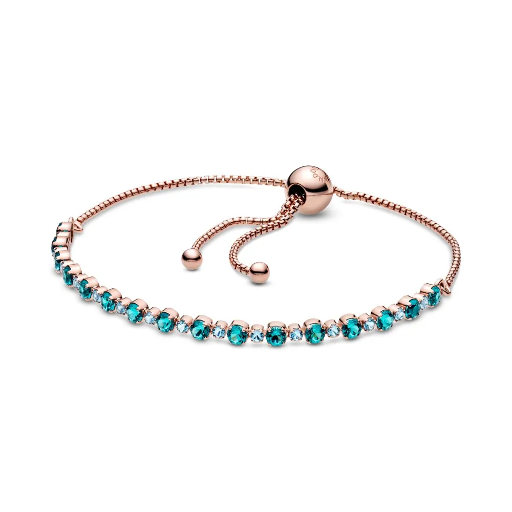 PANDORA Turquoise Sparkling Slider Tennis Bracelet - 588961C01