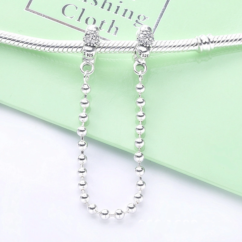 (image for) PANDORA Beads and Pavé Safety Chain Charm - 798680C01 - View 3