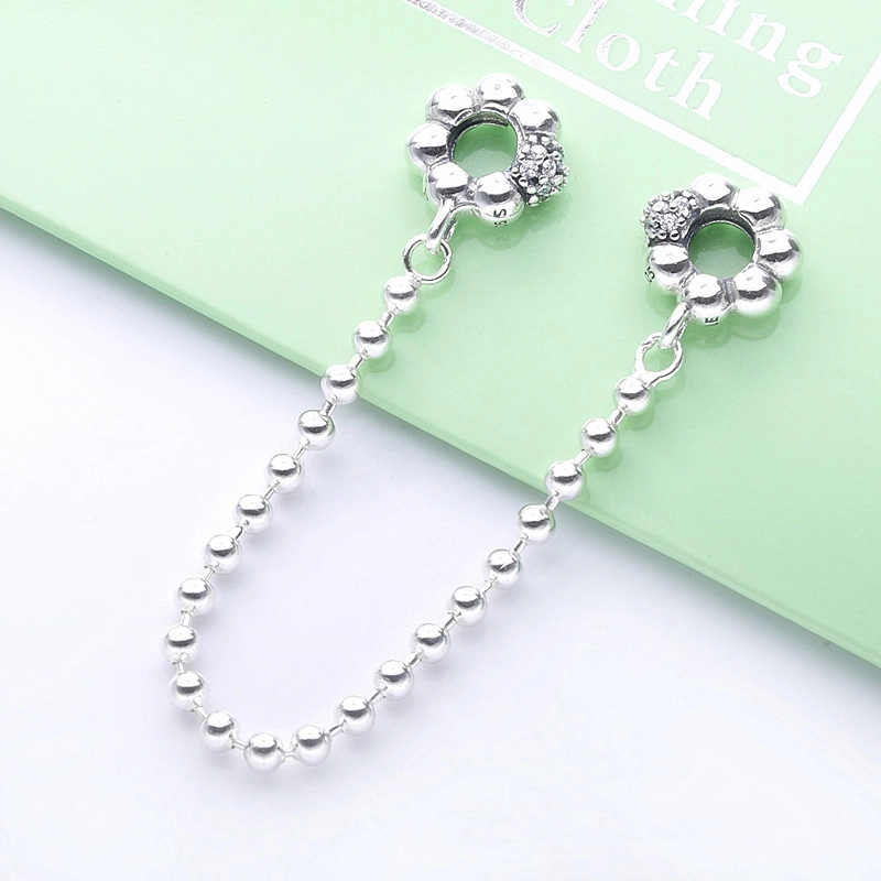 (image for) PANDORA Beads and Pavé Safety Chain Charm - 798680C01 - View 4