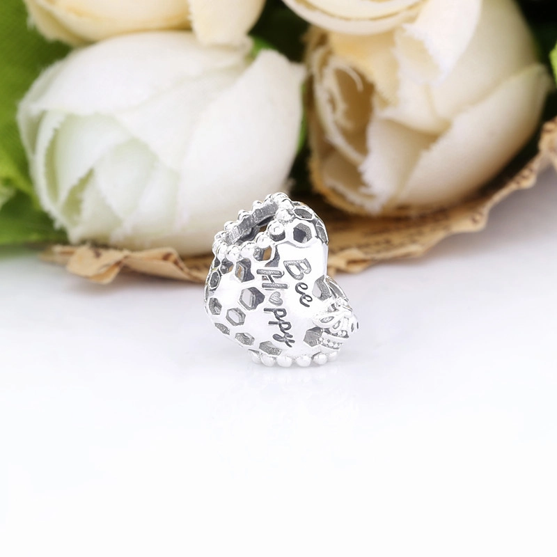 (image for) PANDORA Bee Happy Honeycomb Heart Charm - 798769C00 - View 4