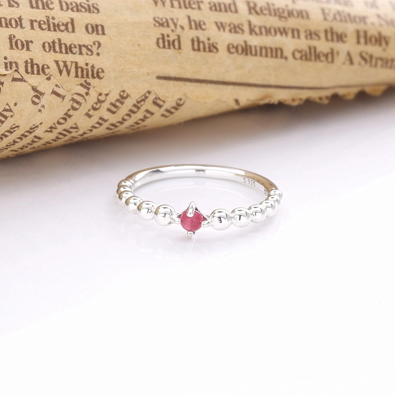 (image for) PANDORA Blazing Red Beaded Ring - 198867C02 - View 4