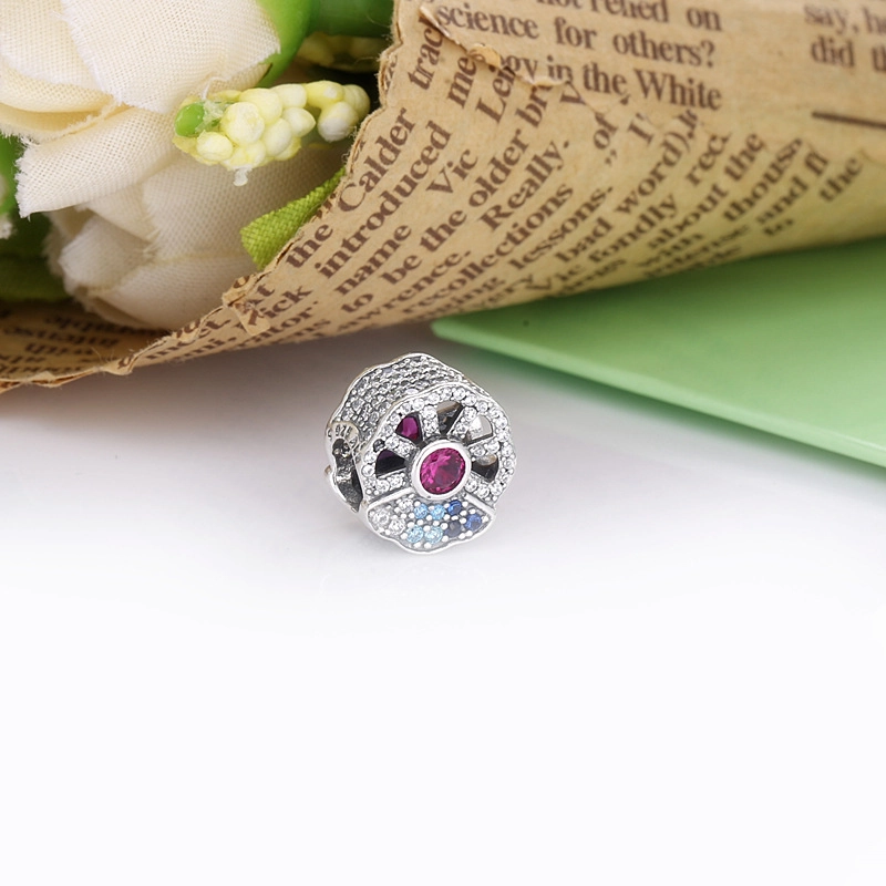 (image for) PANDORA Blue & Pink Fan Charm - 798178CZMX - View 2