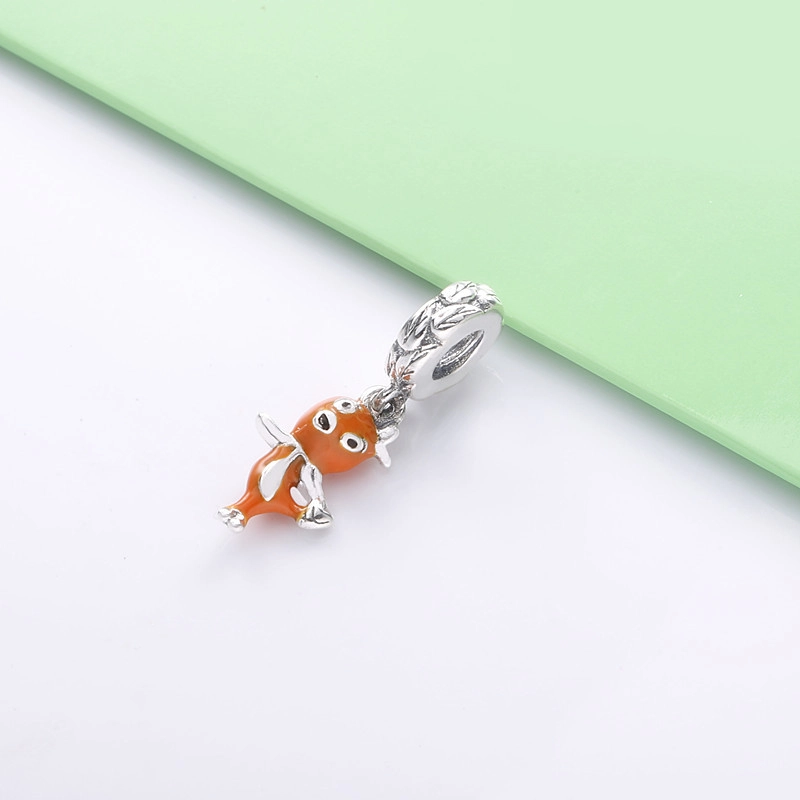 (image for) PANDORA Disney orange bird sterling silver dangle with orange and black enamel - - View 2