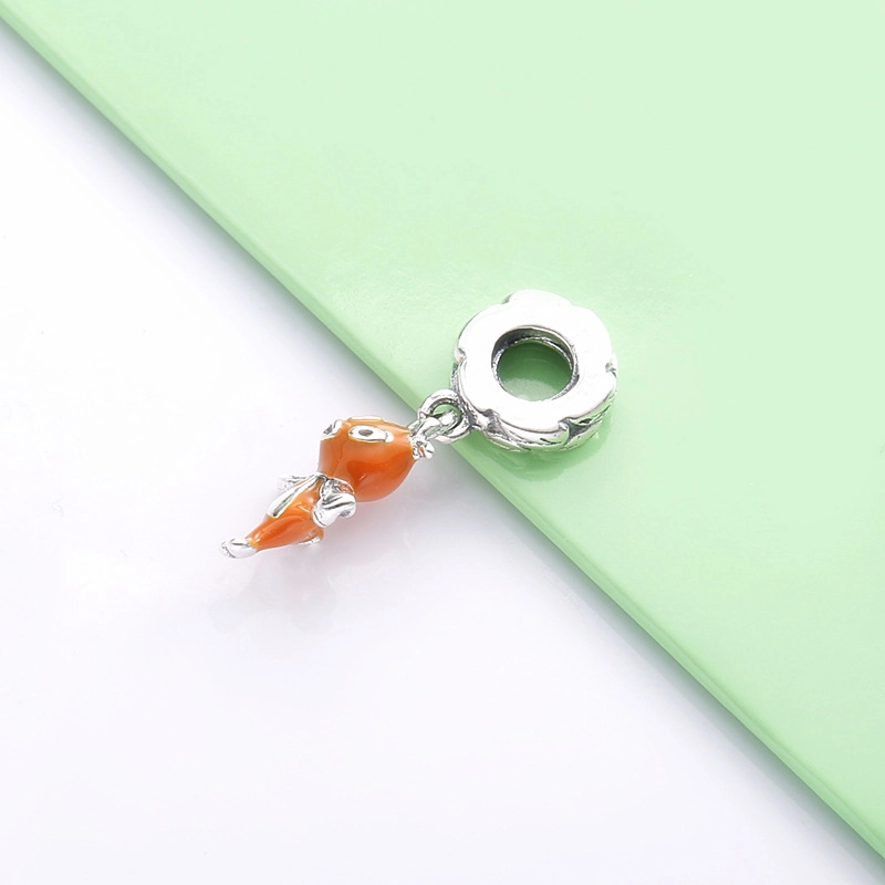 (image for) PANDORA Disney orange bird sterling silver dangle with orange and black enamel - - View 3