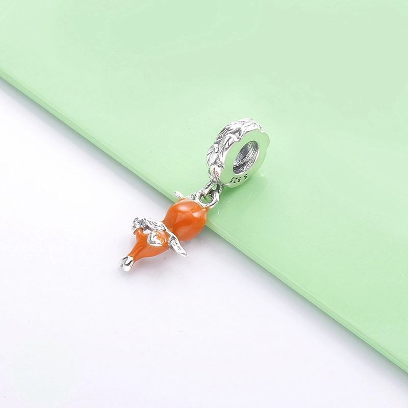 (image for) PANDORA Disney orange bird sterling silver dangle with orange and black enamel - - View 4