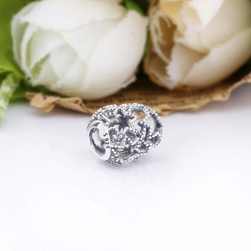 (image for) PANDORA Openwork Heart and Beaded Stars Charm - 798462C00 - View 3