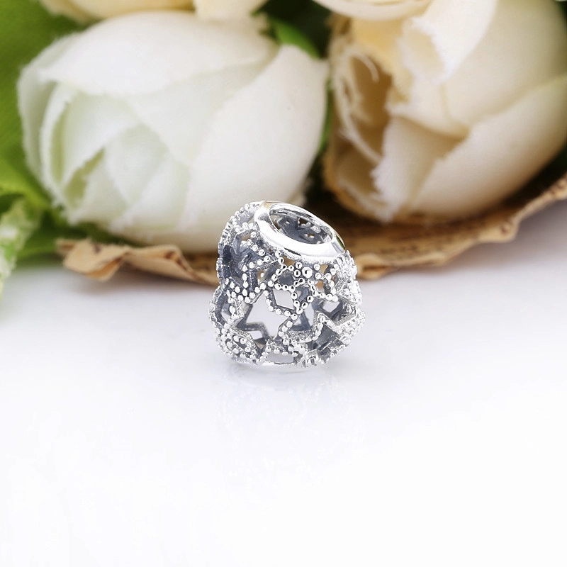 (image for) PANDORA Openwork Heart and Beaded Stars Charm - 798462C00 - View 4
