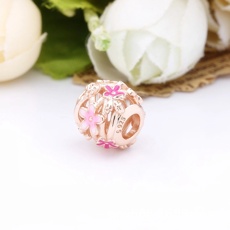 (image for) PANDORA Openwork Pink Daisy Flower Charm - 788772C01 - View 2