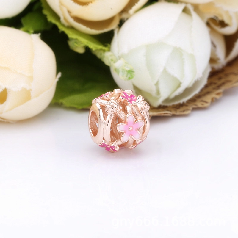 (image for) PANDORA Openwork Pink Daisy Flower Charm - 788772C01 - View 3