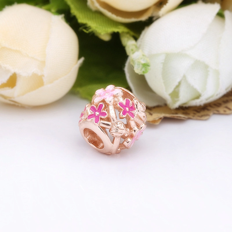 (image for) PANDORA Openwork Pink Daisy Flower Charm - 788772C01 - View 4