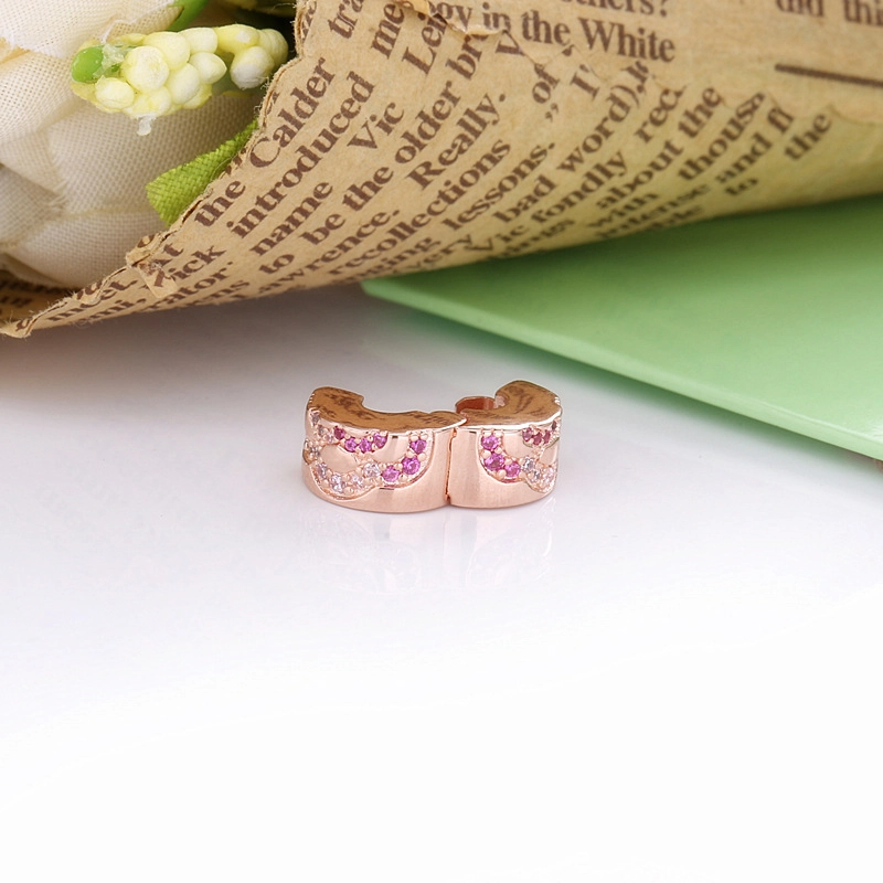 (image for) PANDORA Pink Fan Pattern Spacer Clip Charm - 788153C01 - View 4