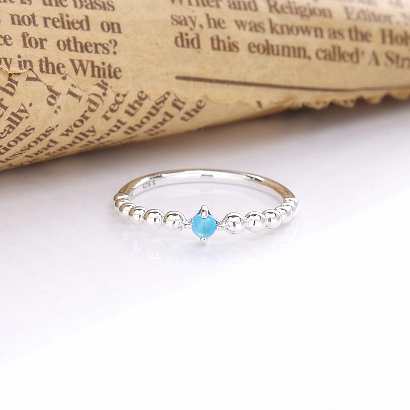 (image for) PANDORA Sky Blue Beaded Ring - 198867C07 - View 2