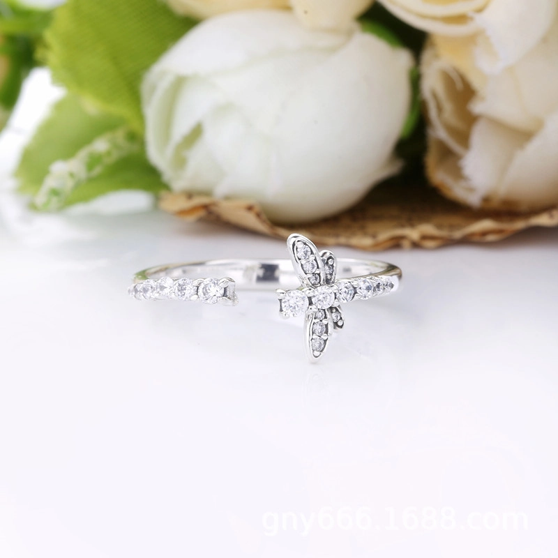 (image for) PANDORA Sparkling Dragonfly Open Ring - 198806C01 - View 3