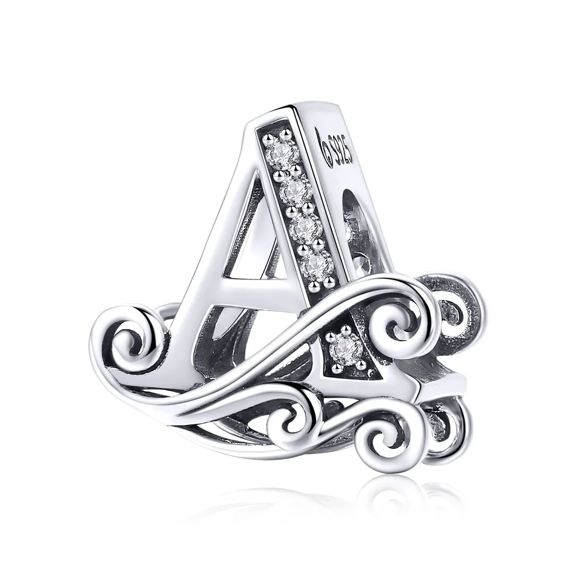 pandora style sparkling pavé flower letter a charm bsc030a