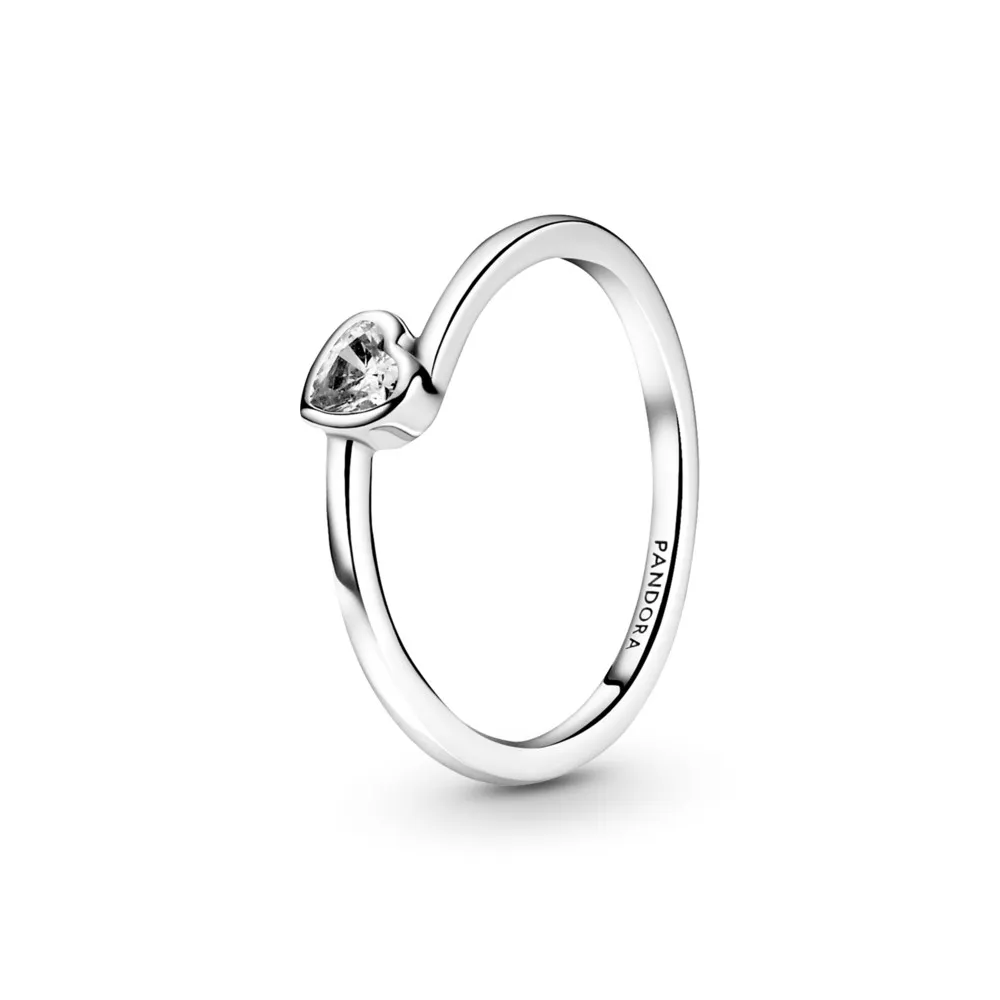 pandora clear tilted heart solitaire ring 199267c02