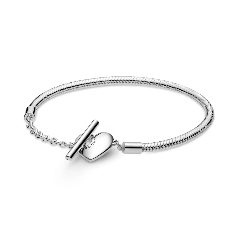 pandora moments heart tbar snake chain bracelet 599285c00