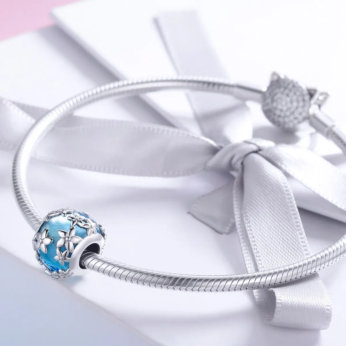 Pandora Style Silver Aquamarine Daisy's Confession Charm - SCC878