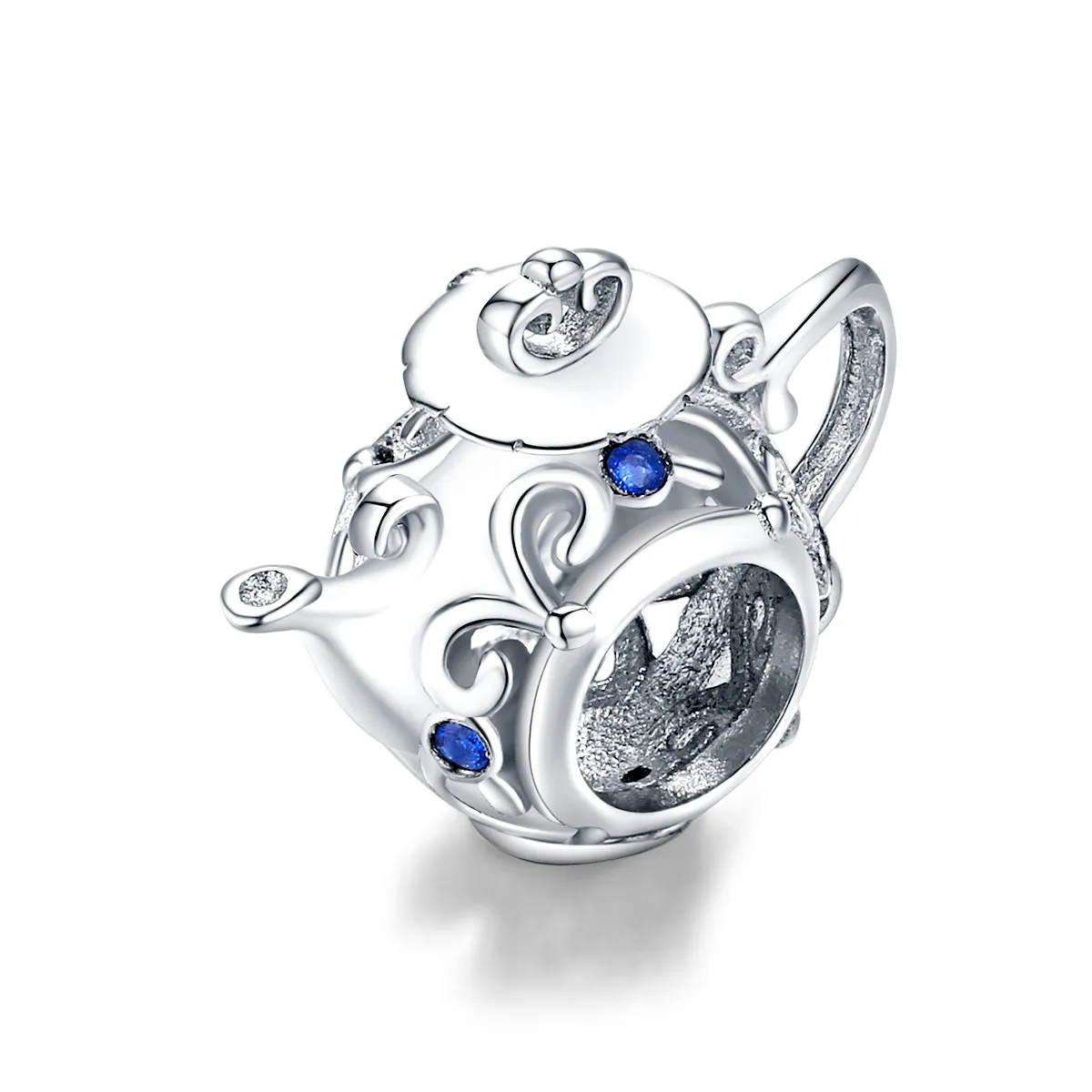 Pandora Style Silver Hollow Teapot Charm - BSC274