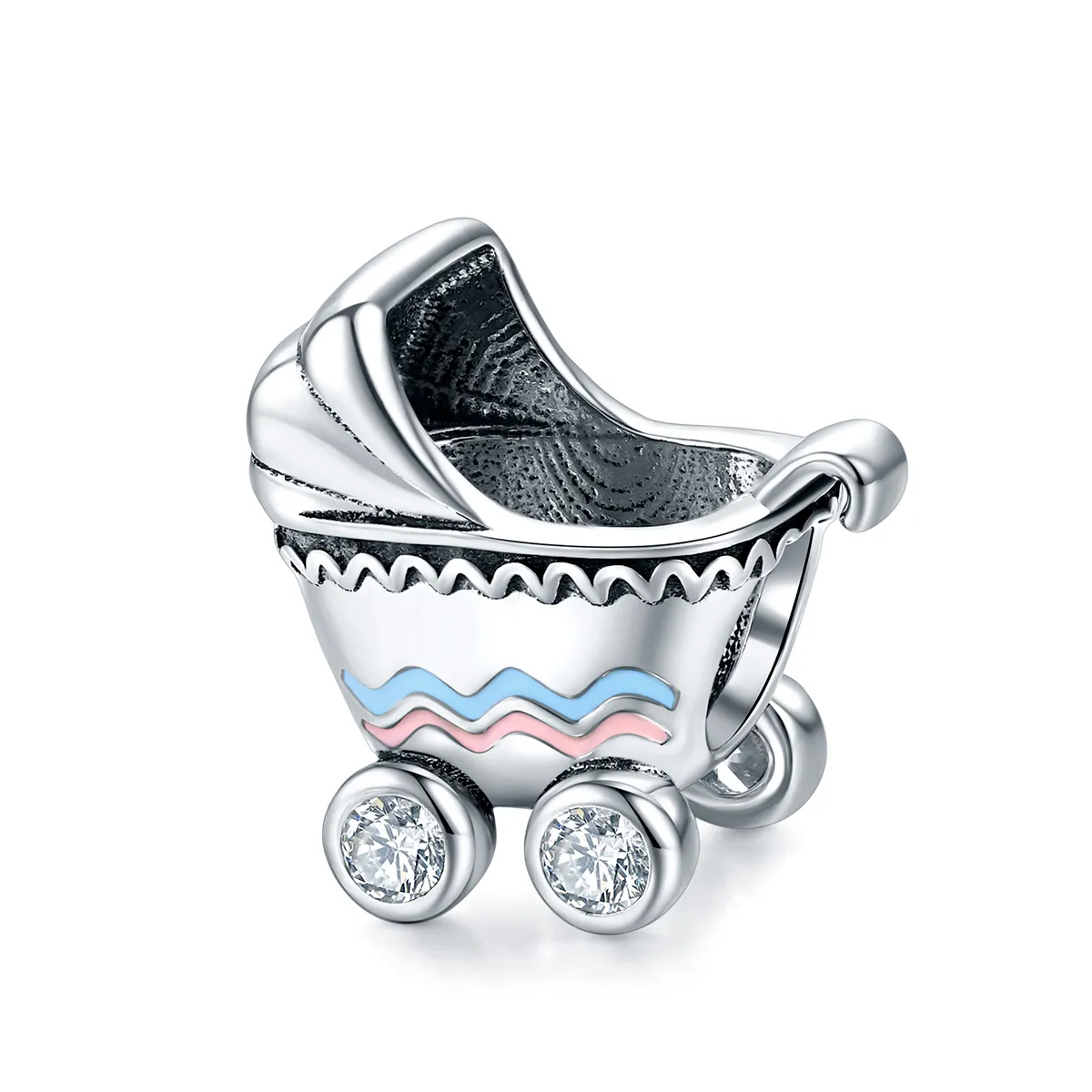pandora style silver newborn baby carriage charm scc1539