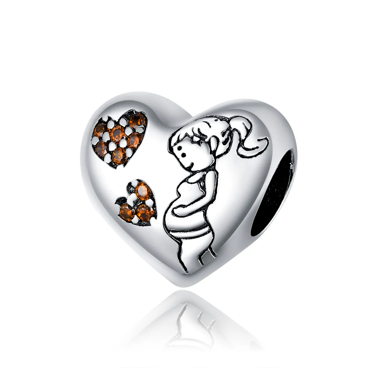 pandora style silver pregnant mother charm scc1589