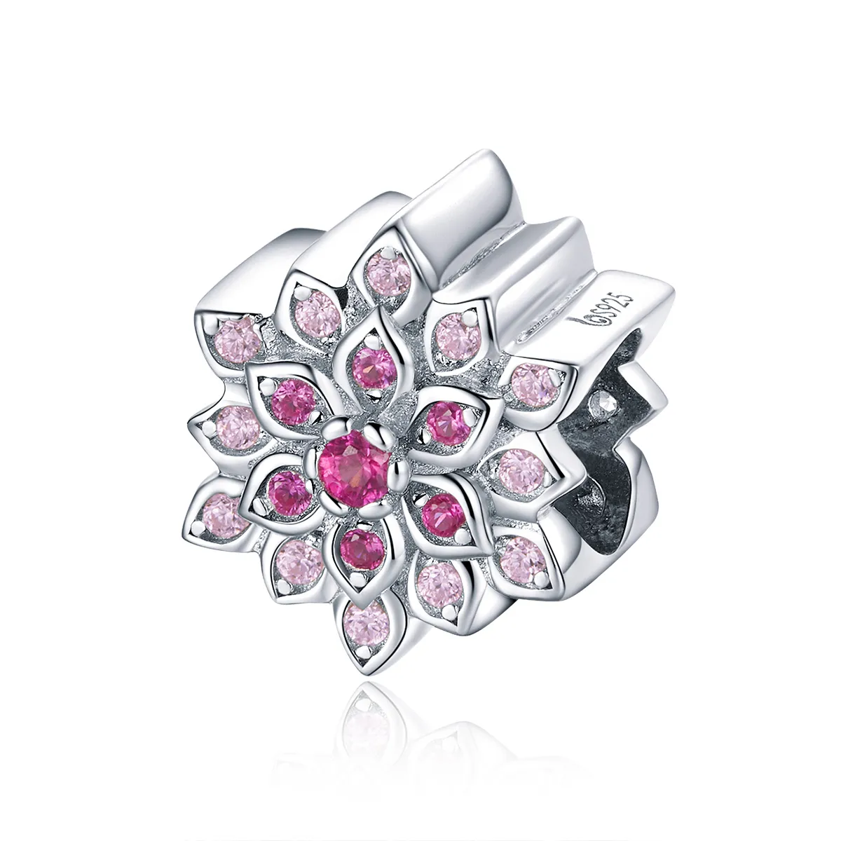pandora style silver red lotus charm bsc038