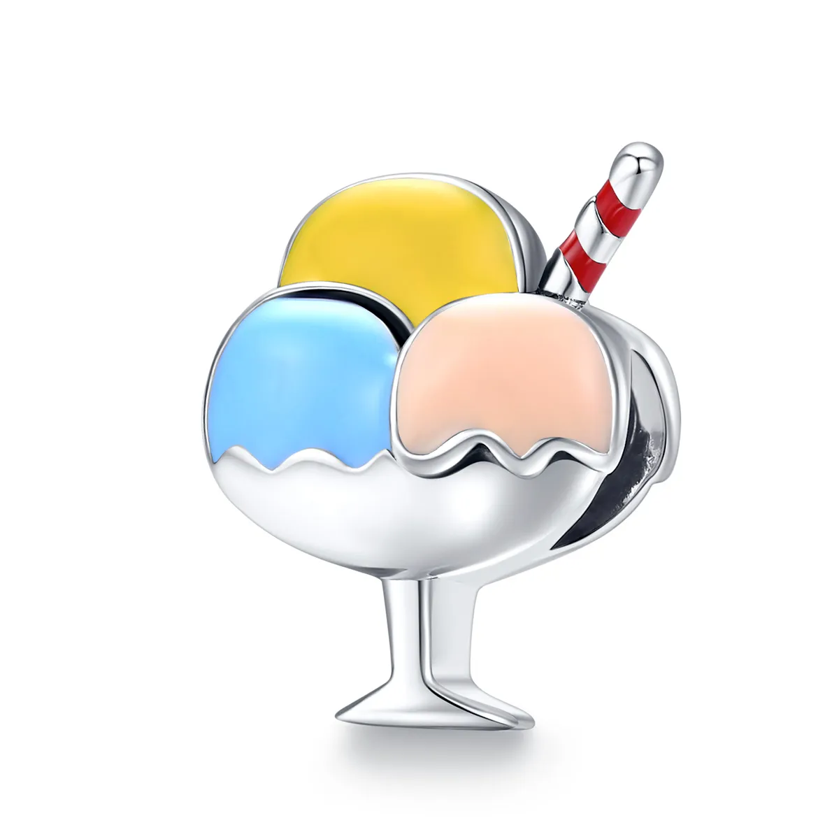 pandora style silver tricolor ball ice cream charm scc1532