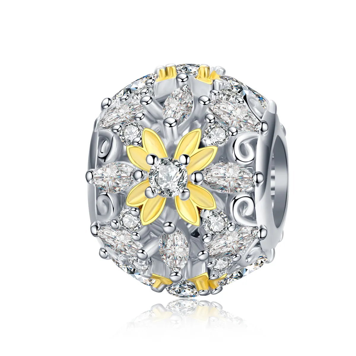 pandora style two tone shining life charm scc1333