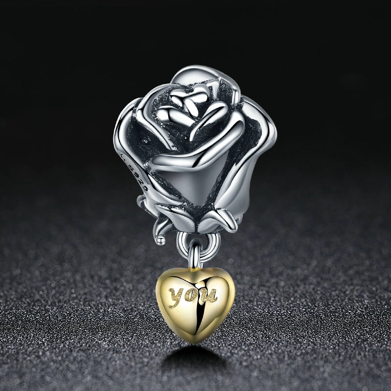 (image for) Pandora Style Two Tone I Love You Charm - SCC455 - View 3