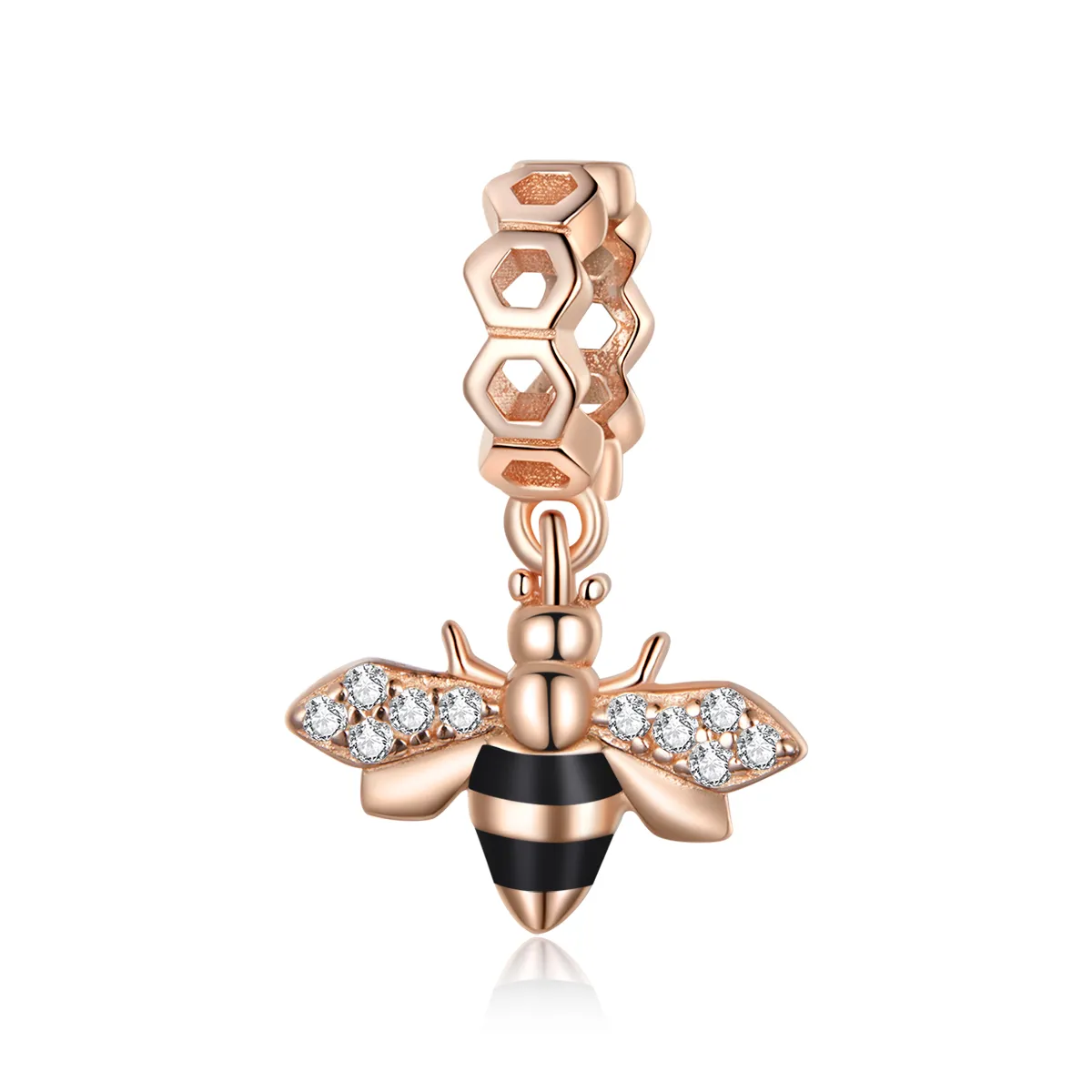 pandora style rose gold little bee dangle bsc370
