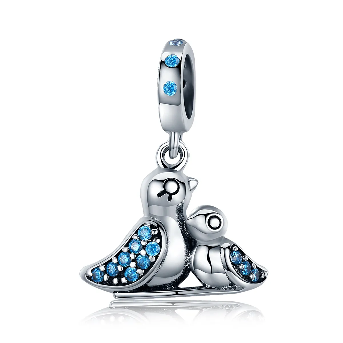 Pandora Style Silver Baby Bird With Mother Dangle - SCC426