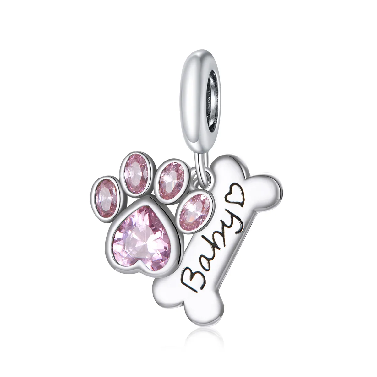 pandora style silver cute dog paw dangle scc1680